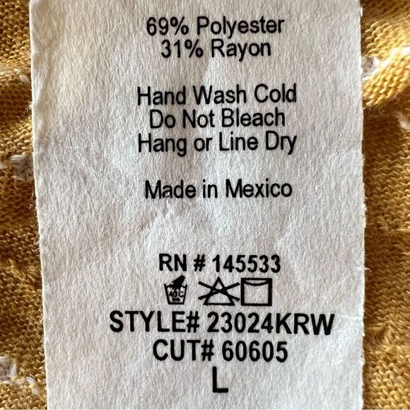 Anthropologie W5 Concepts Swiss Dot Ruffle Bell Sleeve Goldenrod Blouse SZ L - Picture 12 of 15